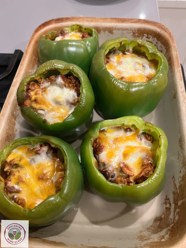 stuffed peppers out of the oven
