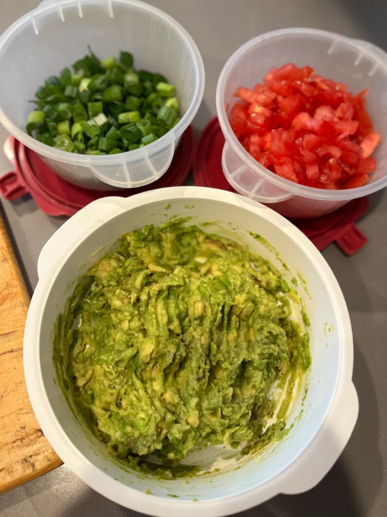 guac, tomatoes, jalapenos