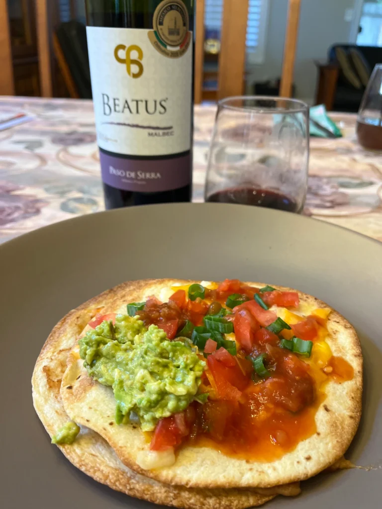 mexican pizza and wine