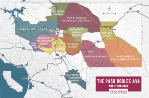 an image of the locations of the sub-AVAs of Paso Robles