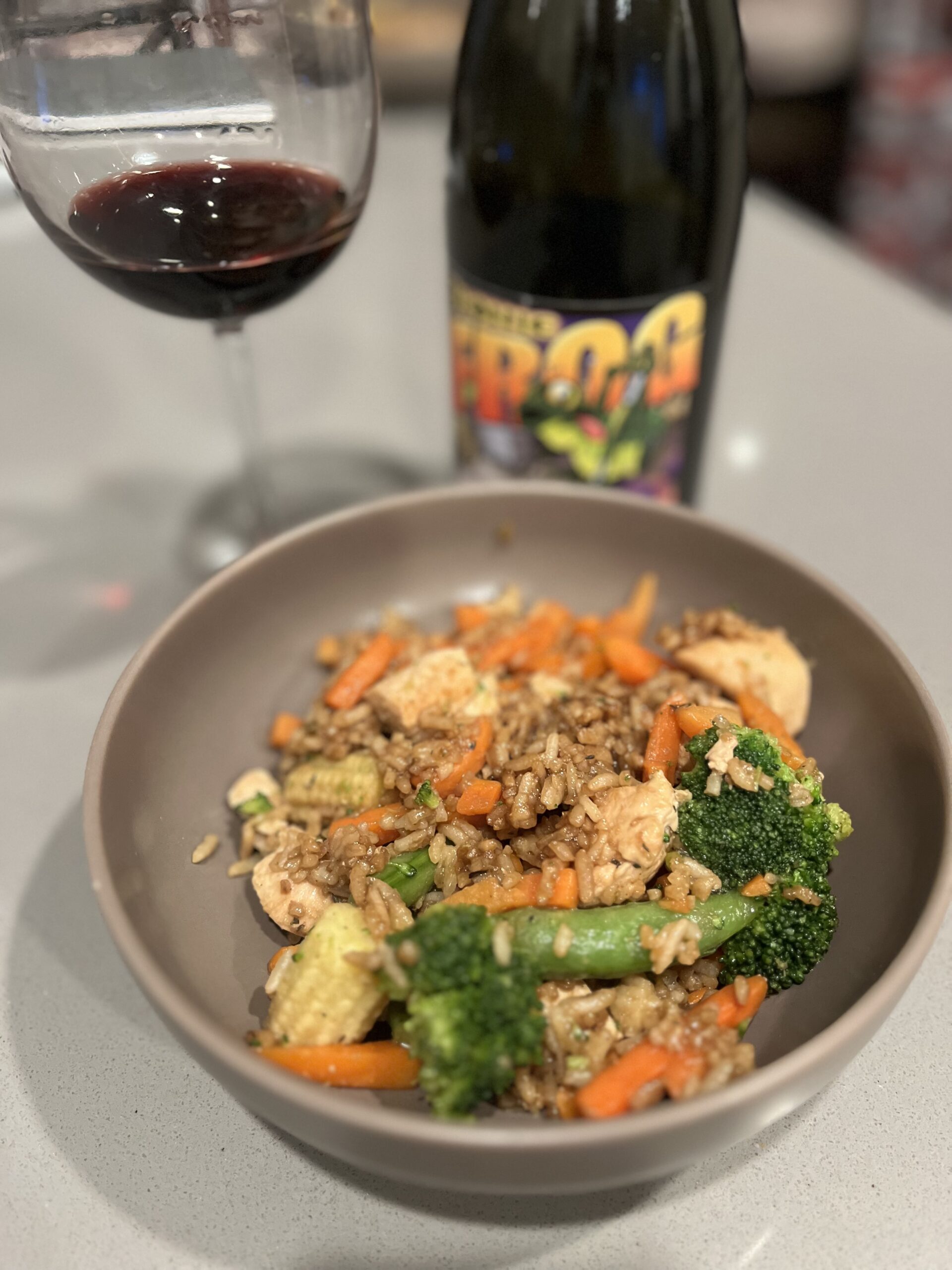 bionic frog wine and fried rice