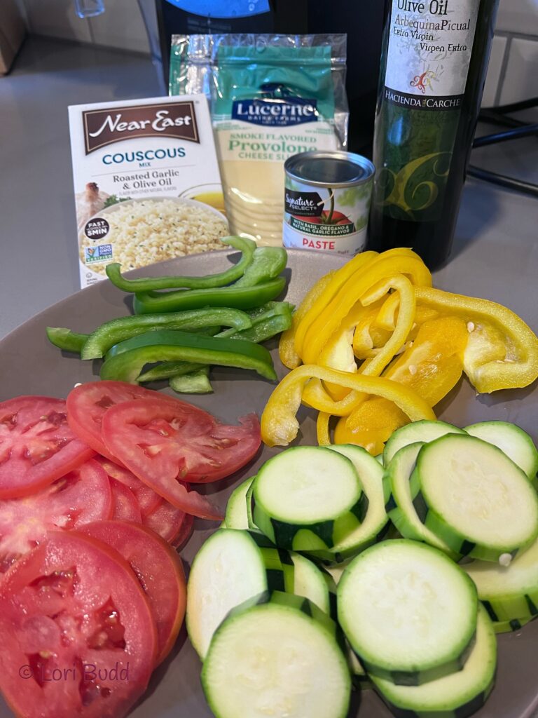 prepped ingredients for ratatouille