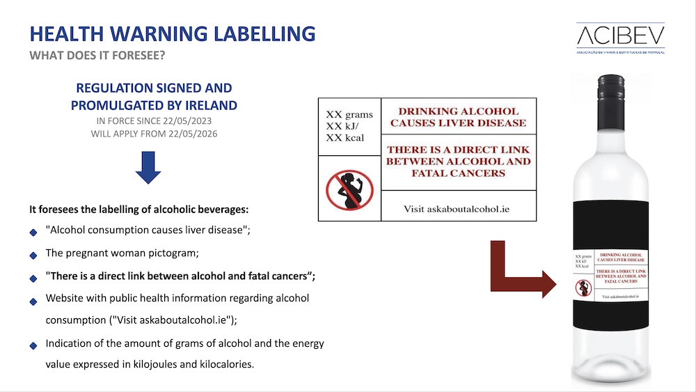 irish alcohol label stating health concerns