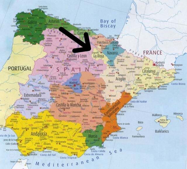 map of Spain showing Rioja