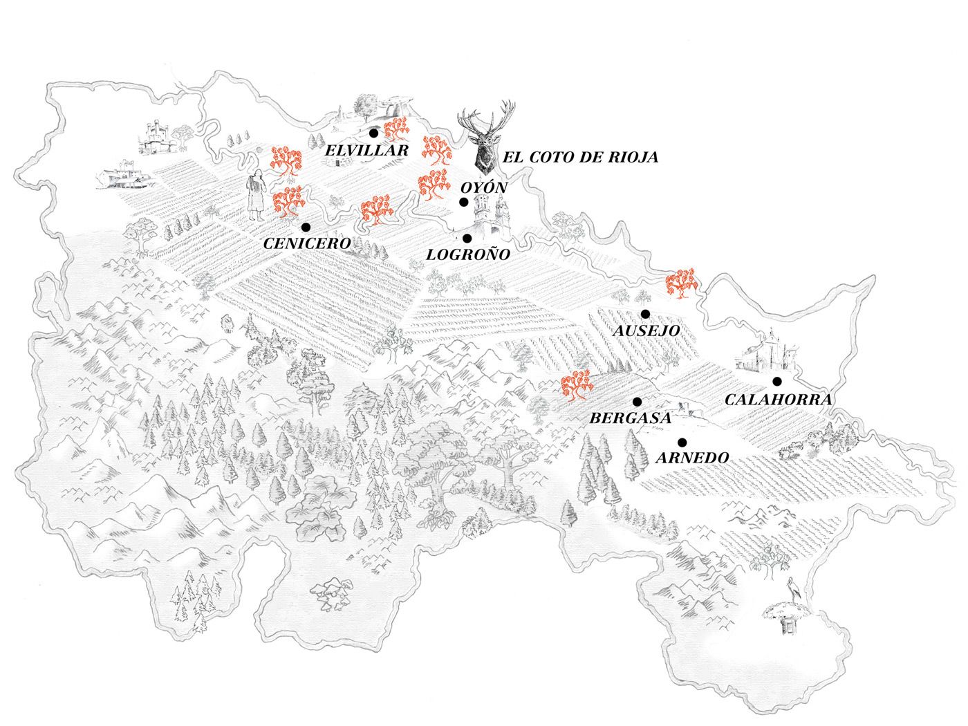 map of El Coto vineyards