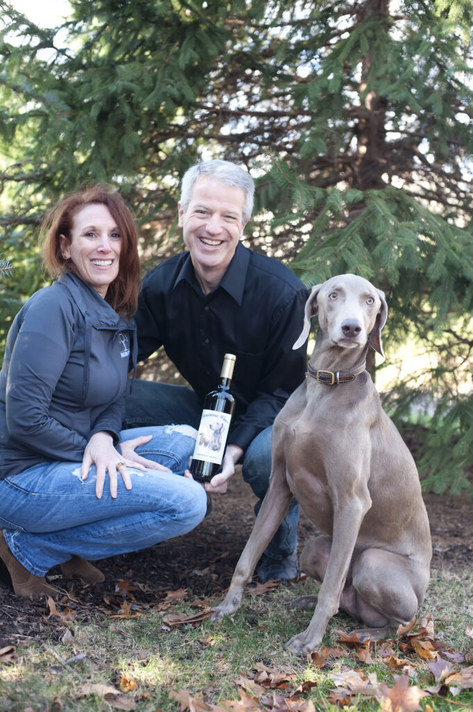 Lori and Michael Budd with Vegas, their weimaraner