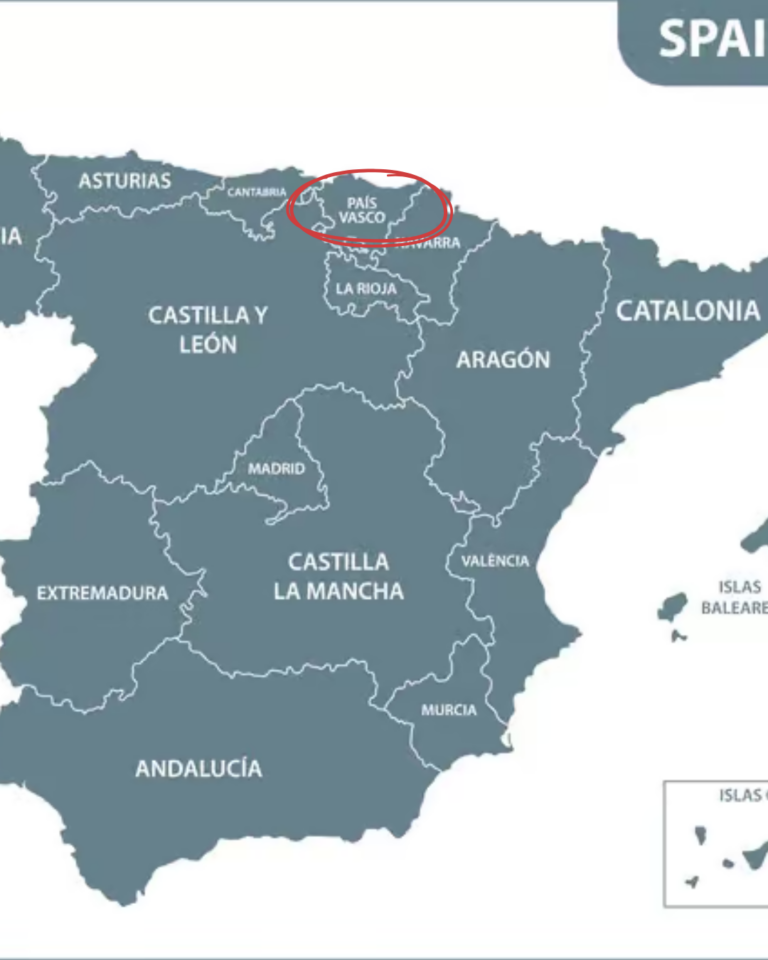 spain map with Pais Vasco circled