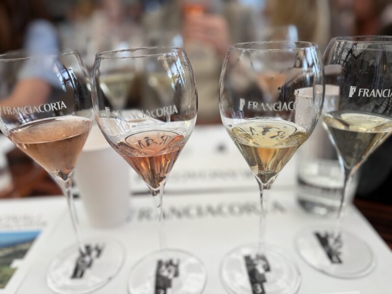 glasses of wine in the traditional Franciacorta glass